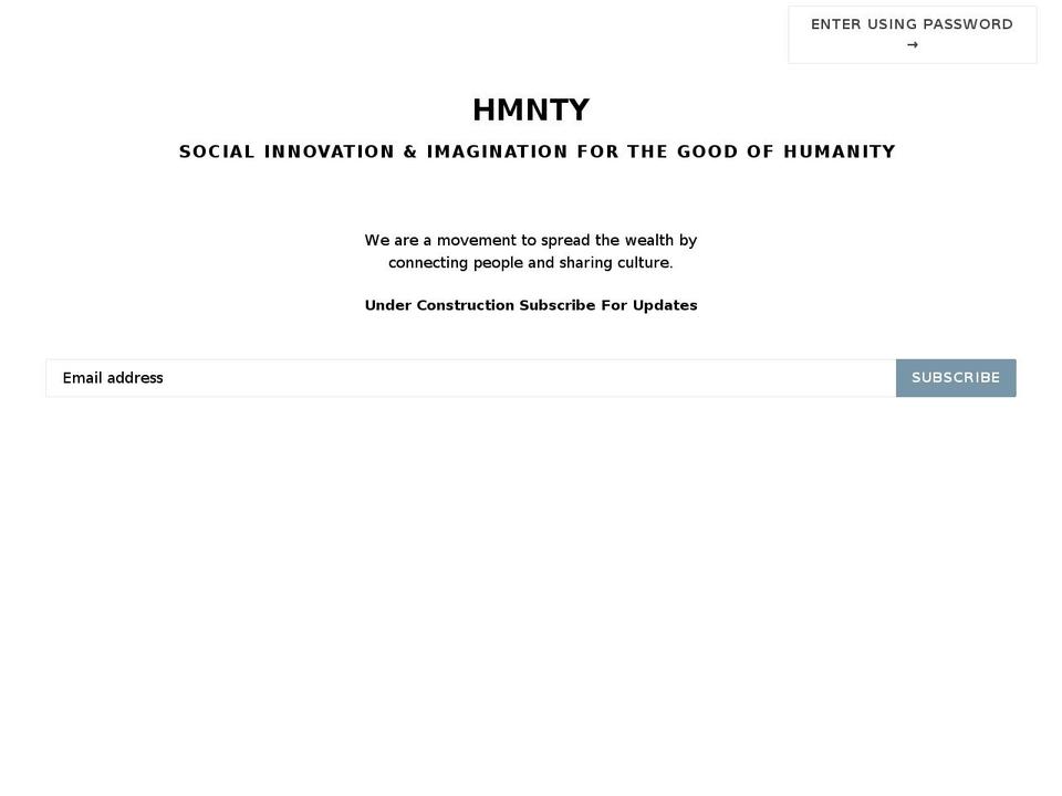 hmnty.com — Shopify storefront screenshot