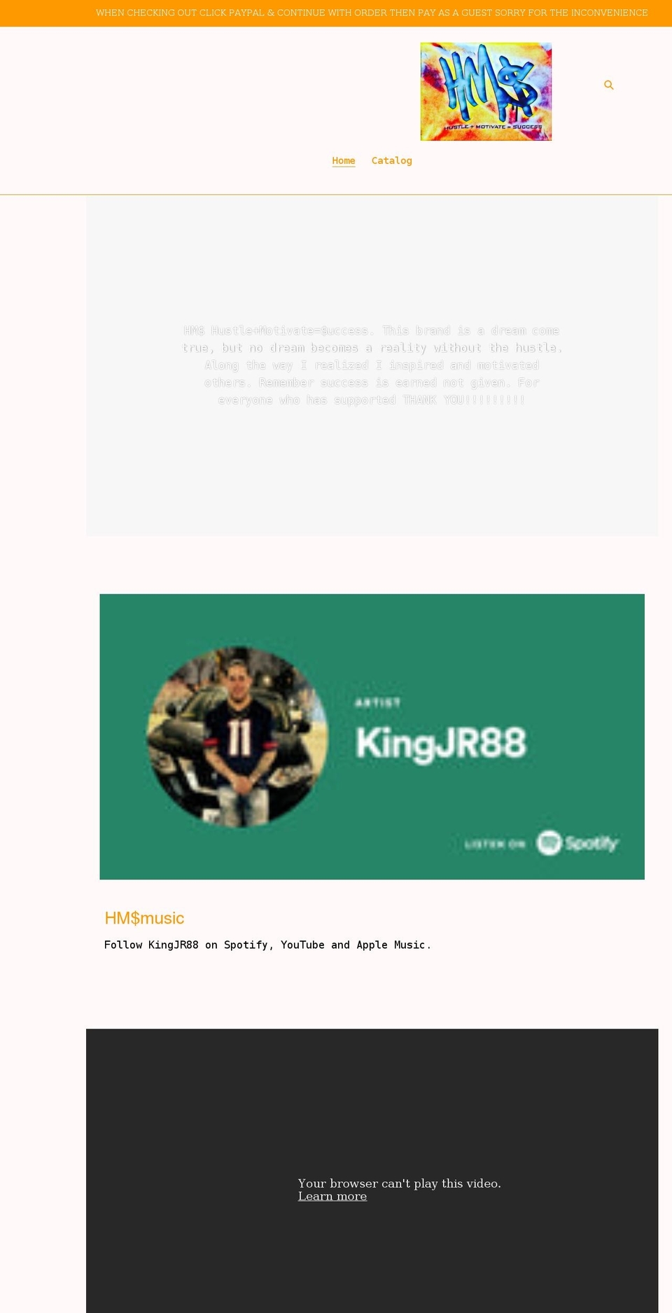 hmsclothing.net shopify website screenshot