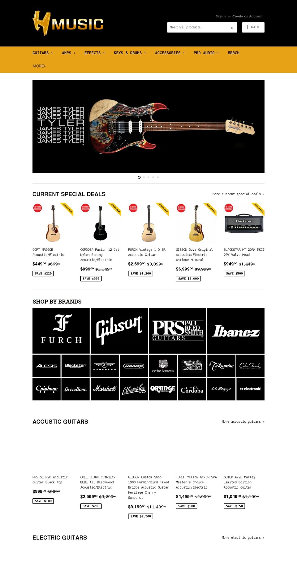 hmusic.com.au shopify website screenshot