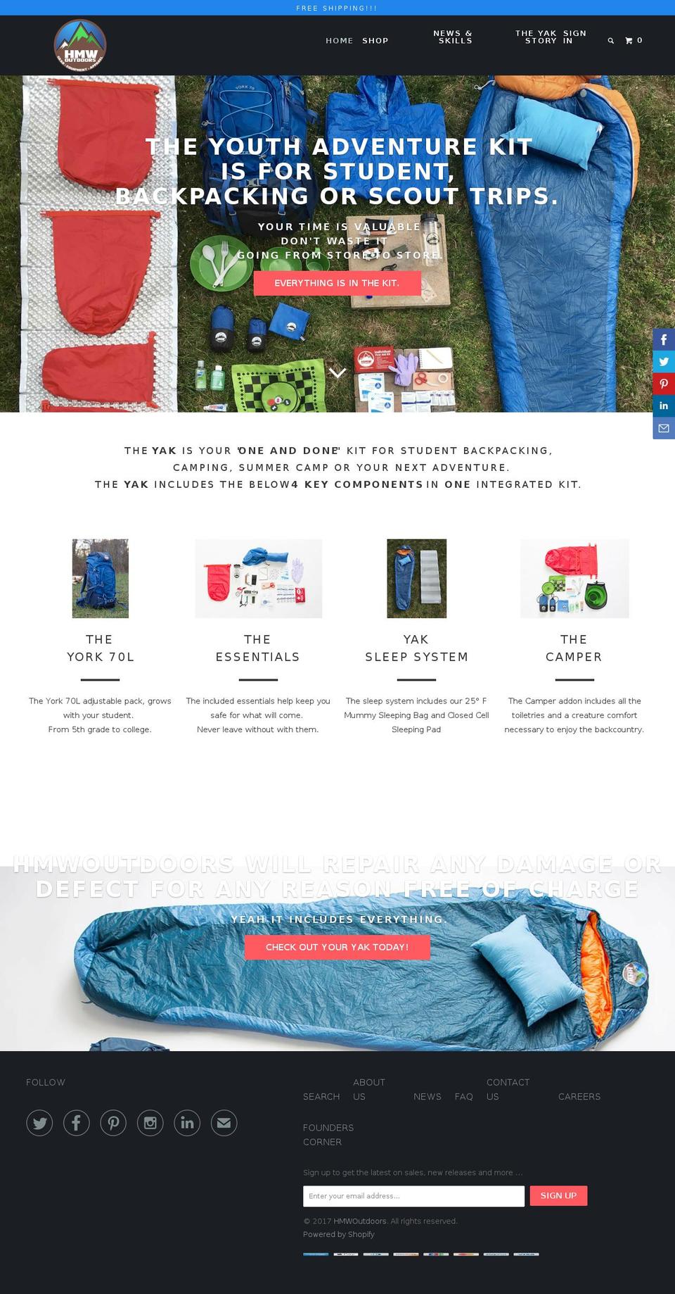 hmwoutdoors.com shopify website screenshot