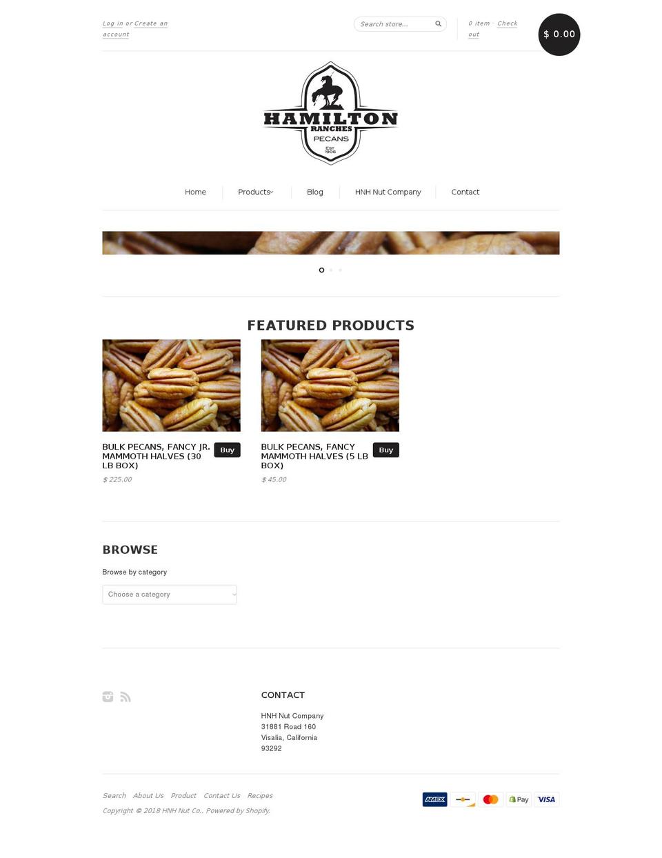 hnhnuts.com shopify website screenshot