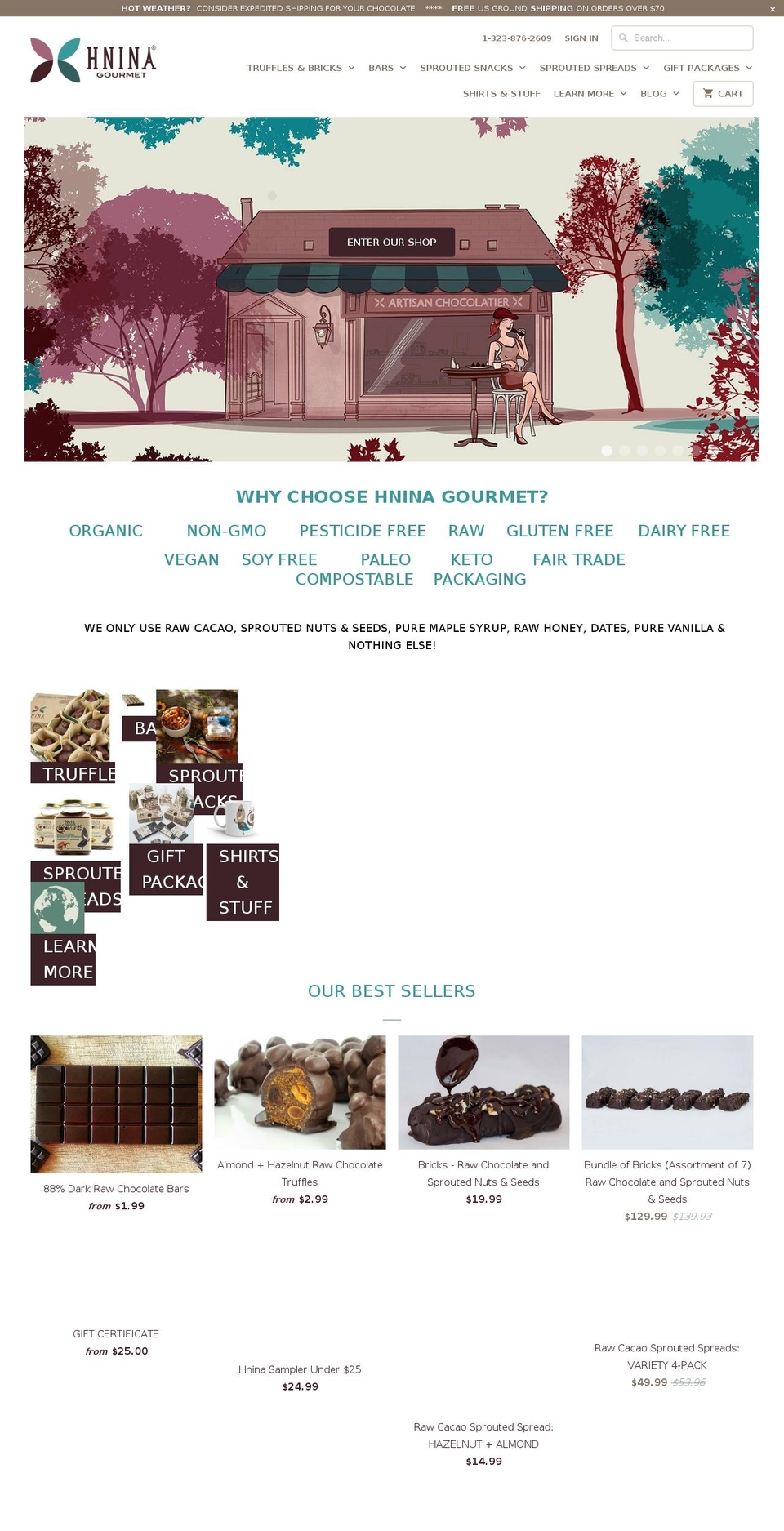 hninanutsaboutchocolate.com — Shopify storefront screenshot
