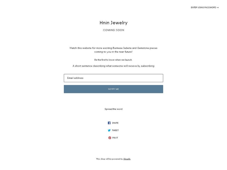 hninjewelry.com — Shopify storefront screenshot