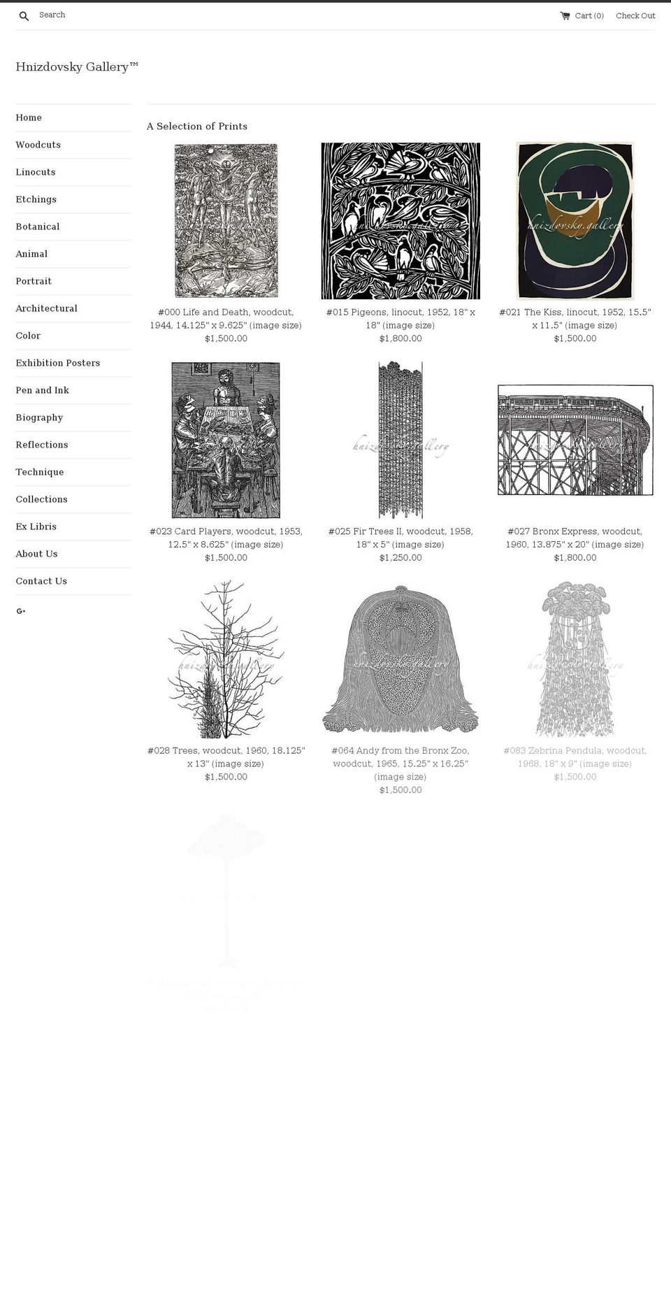 Hnizdo Shopify theme site example hnizdovskyprints.com