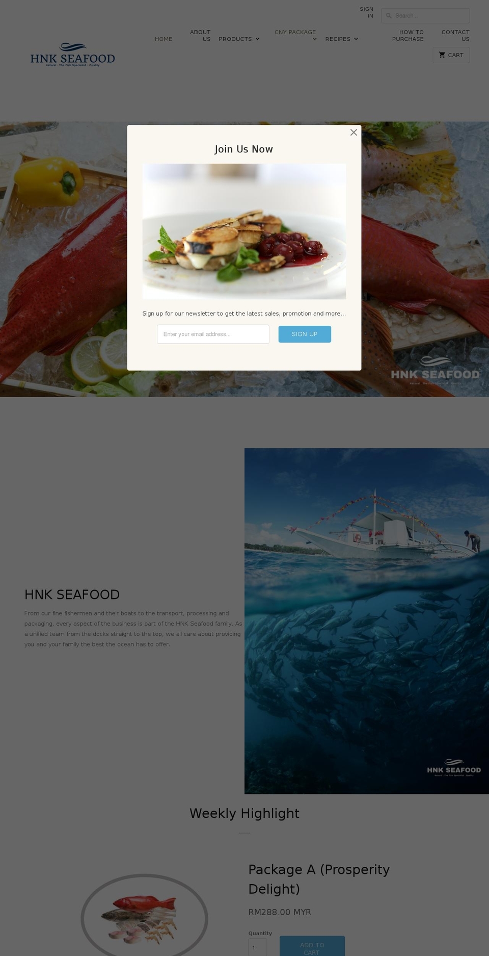 hnkseafood.com — Shopify storefront screenshot