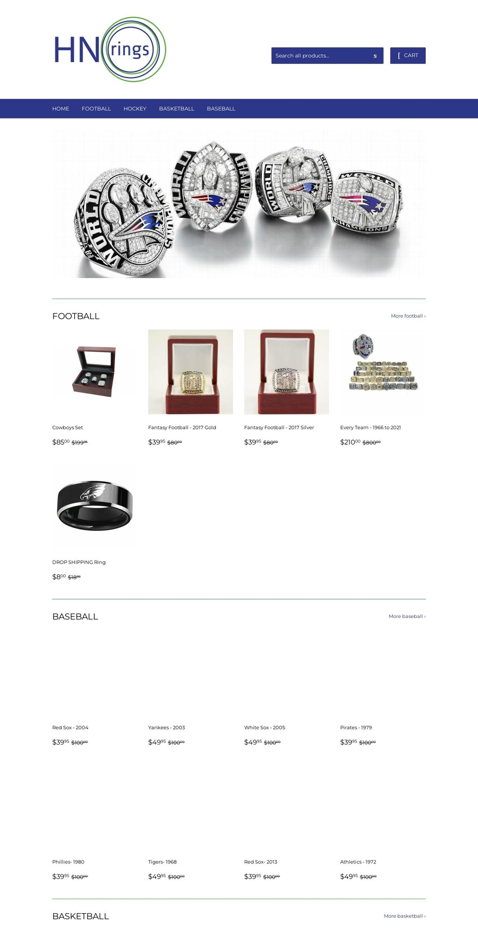 hnrings.com — Shopify storefront screenshot