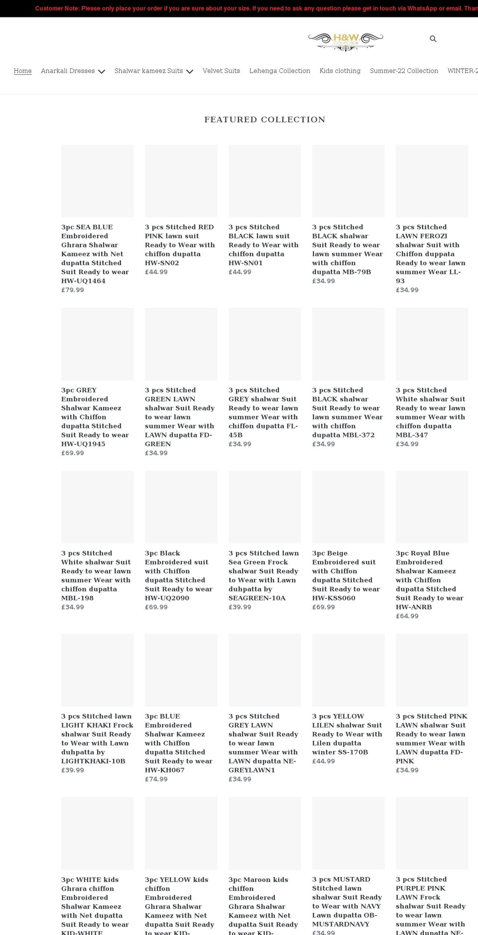 hnwcollection.com — Shopify storefront screenshot