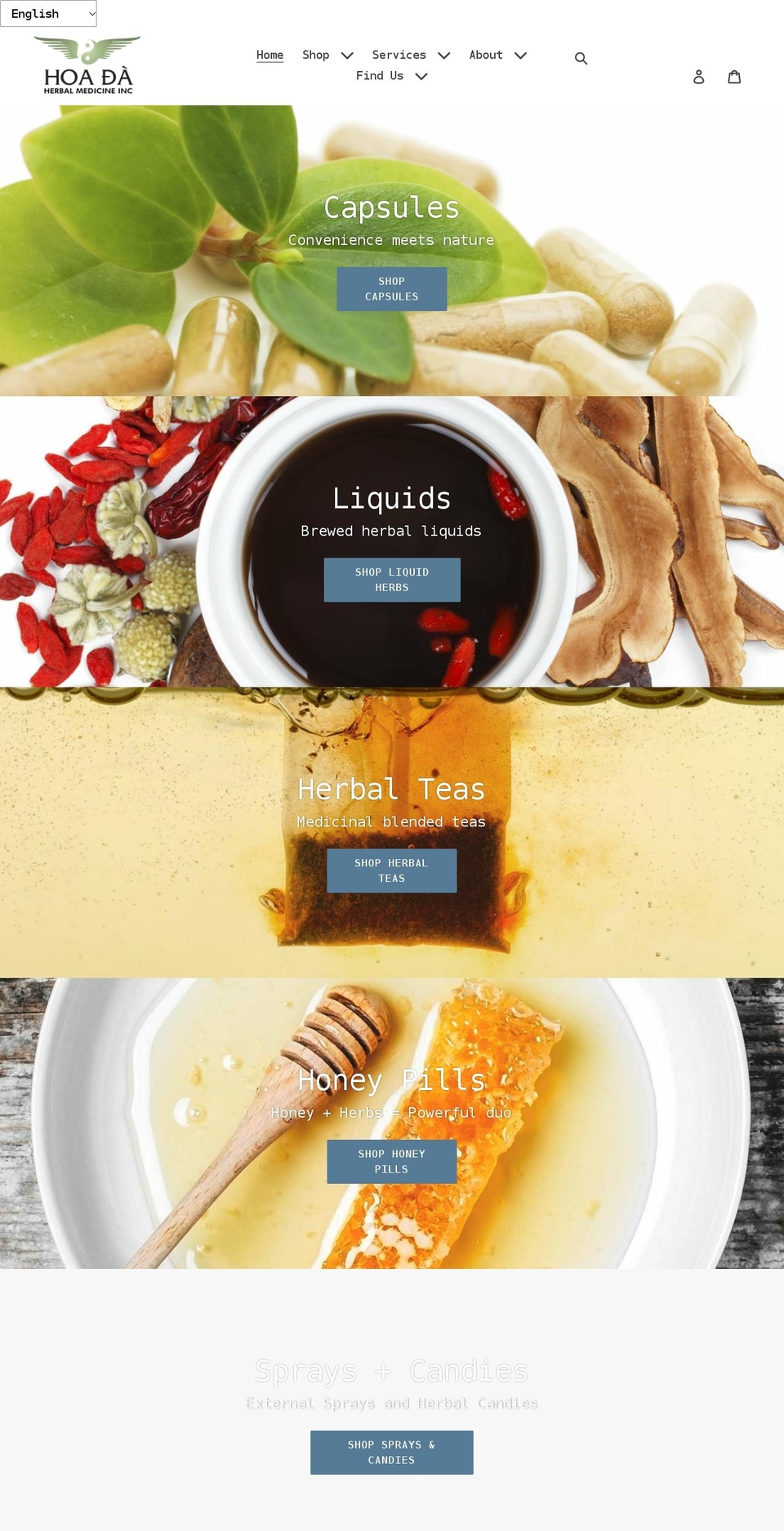 hoadaherbs.com shopify website screenshot