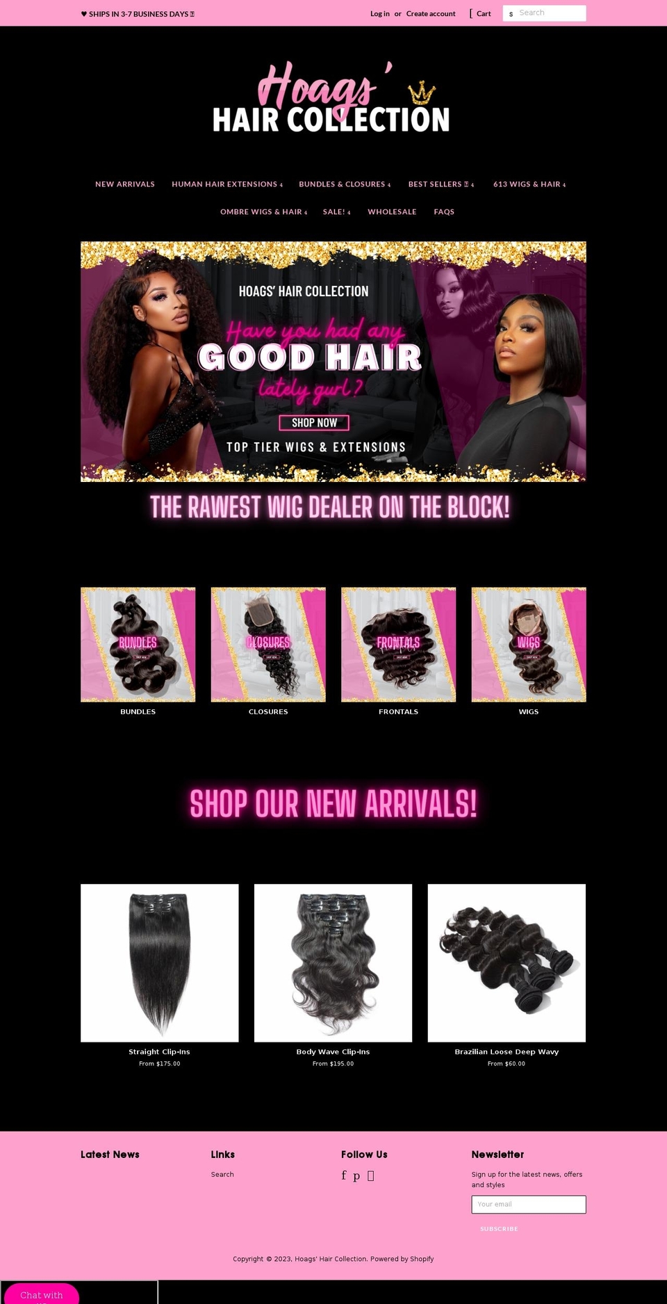 hoagshaircollection.com shopify website screenshot