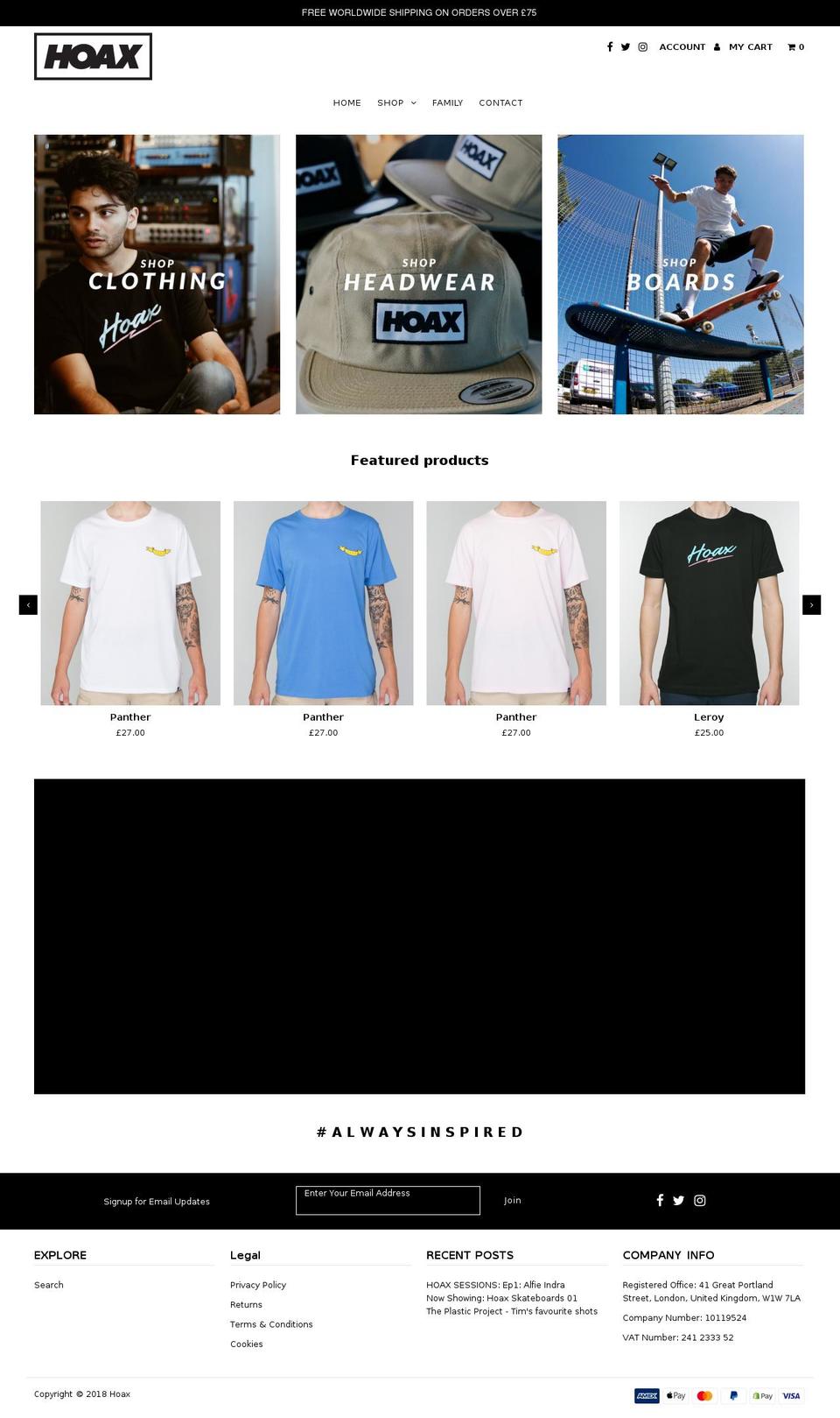 hoaxactionsports.com — Shopify storefront screenshot