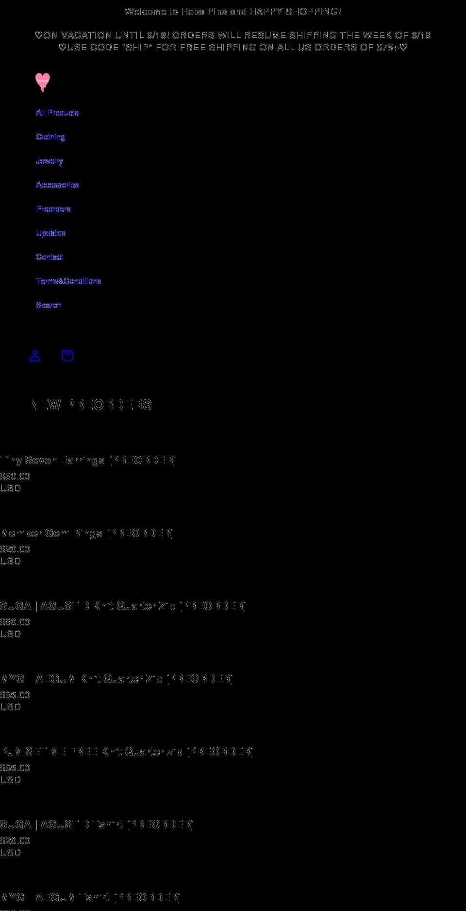 hobapins.com shopify website screenshot