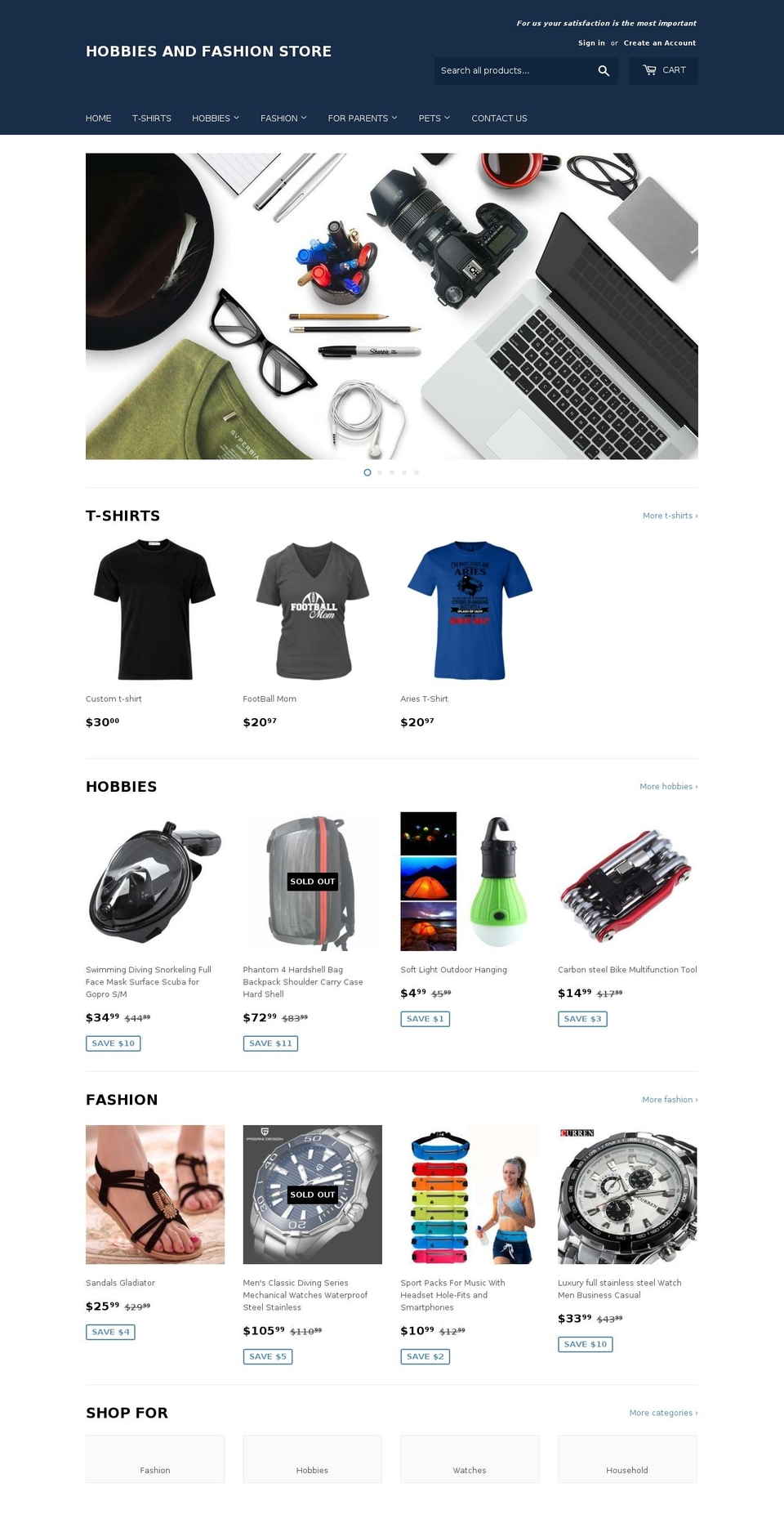 hobbiesandfashionstore.com — Shopify storefront screenshot