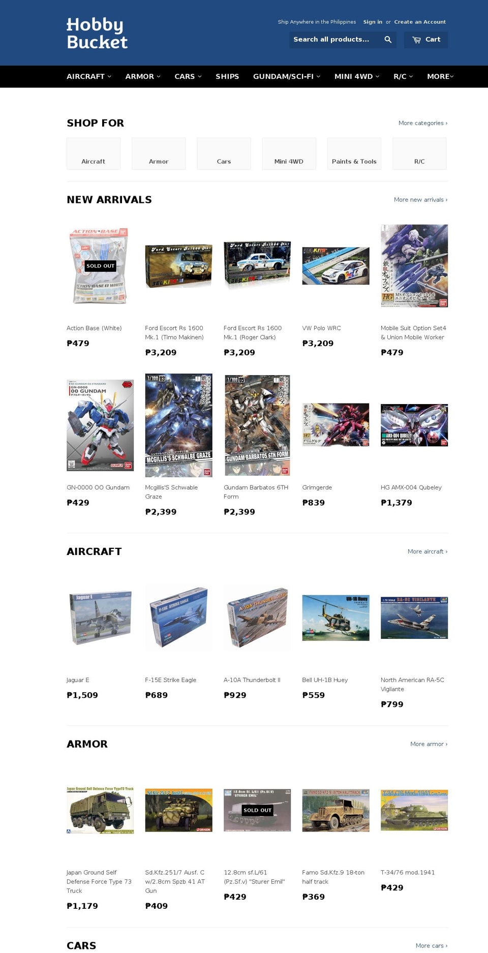 hobbybucket.com shopify website screenshot