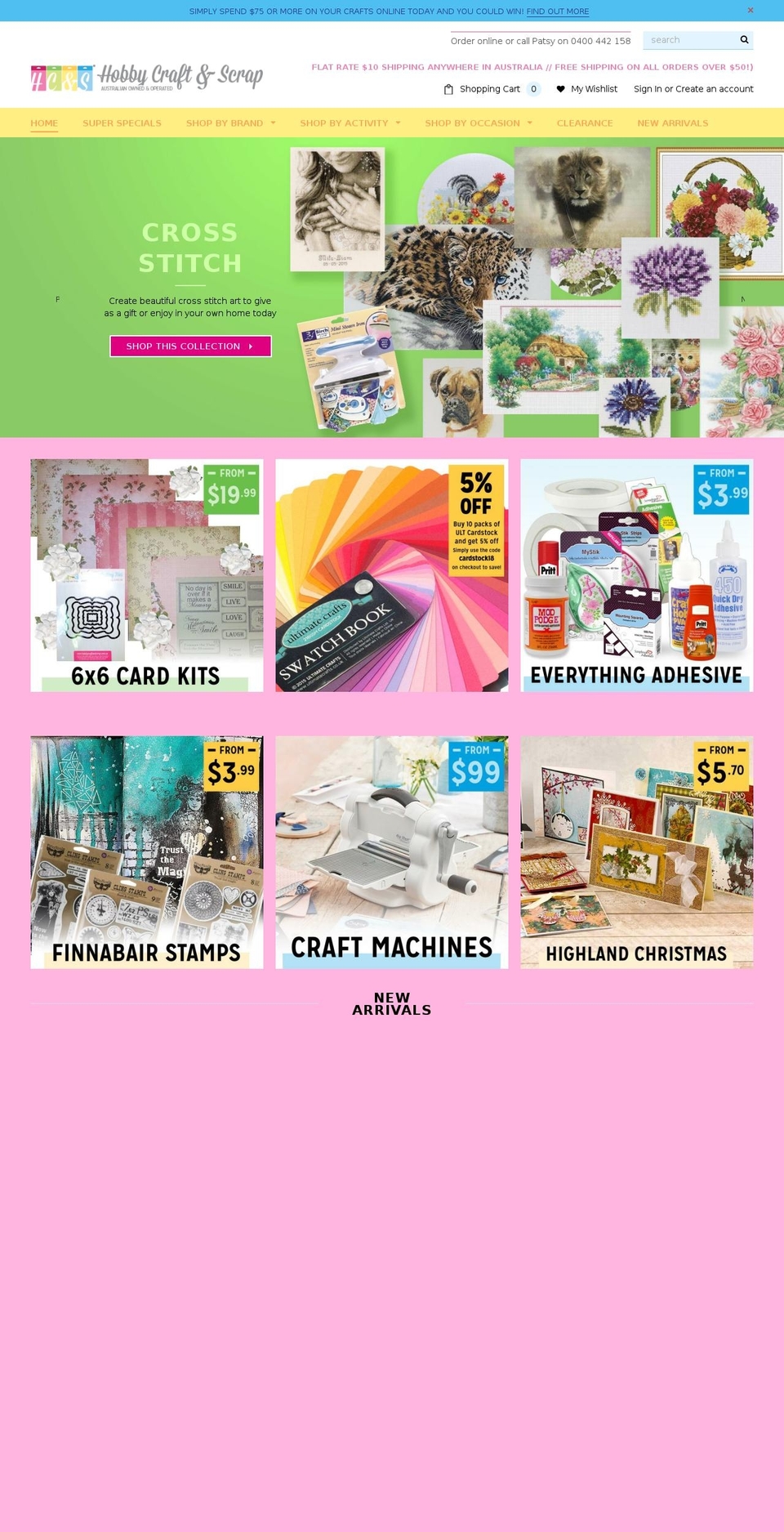 hobbycraftandscrap.com.au shopify website screenshot