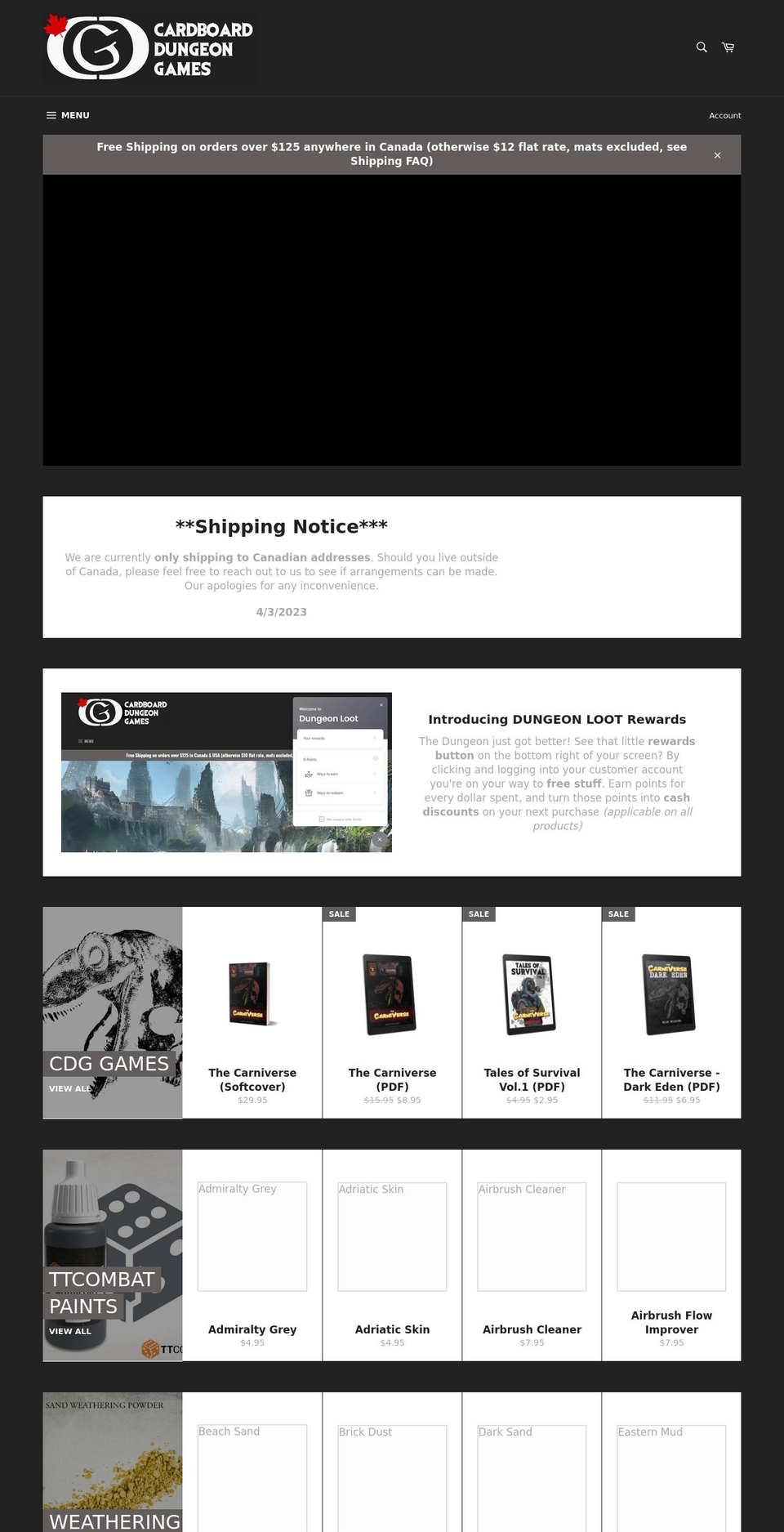 hobbydungeon.com shopify website screenshot