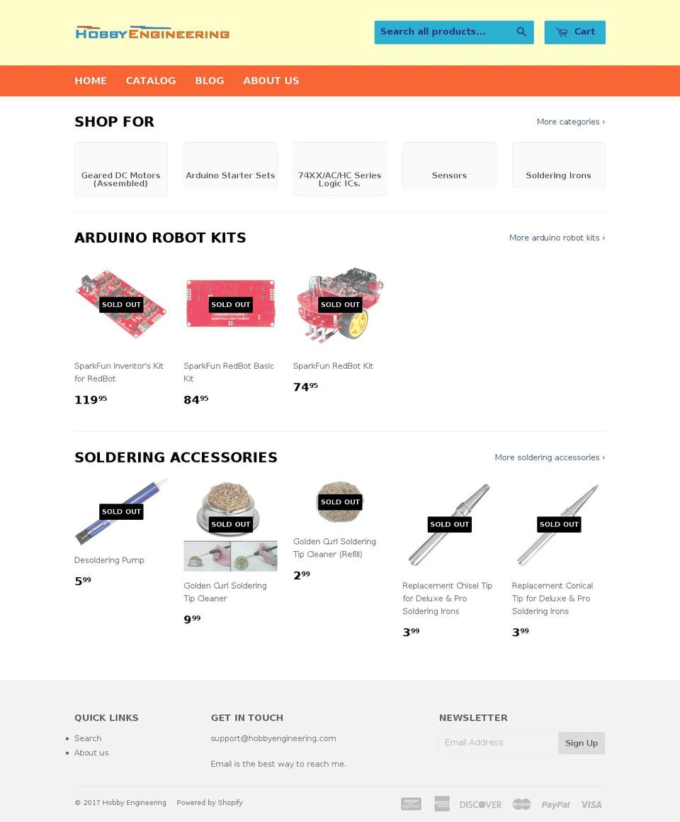 hobbyengineering.com shopify website screenshot