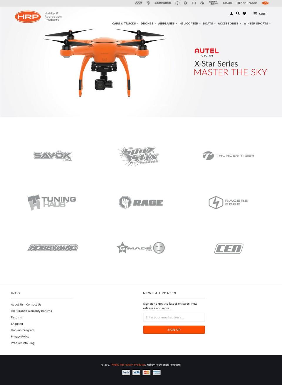 hobbyrecreationproducts.com shopify website screenshot