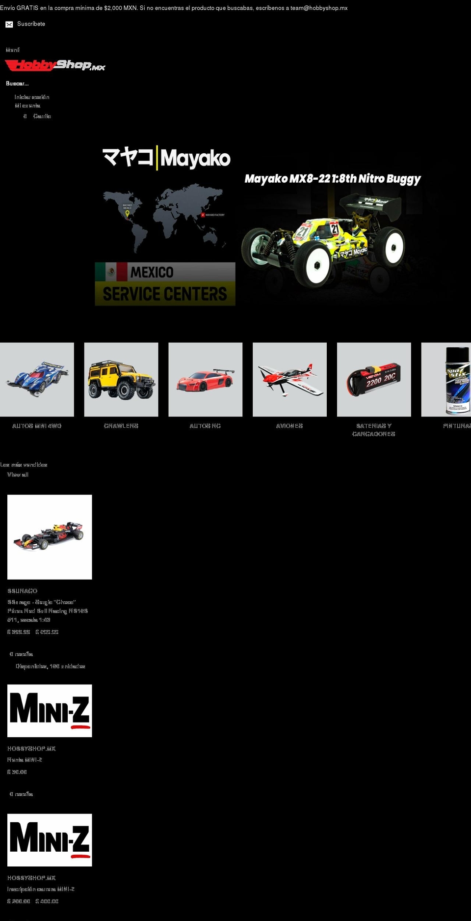 hobbyshop.mx shopify website screenshot