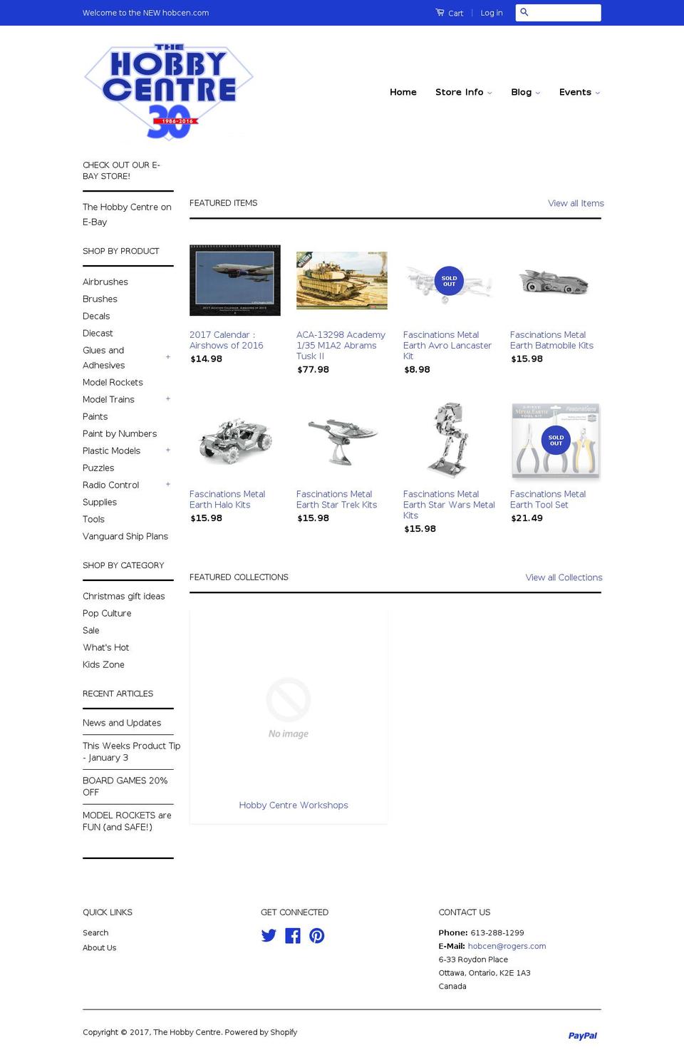 hobcen.com shopify website screenshot