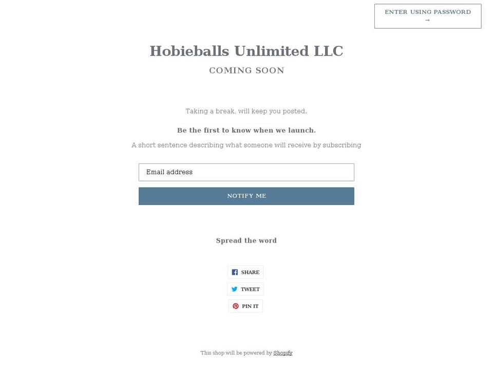 hobieballs.com shopify website screenshot