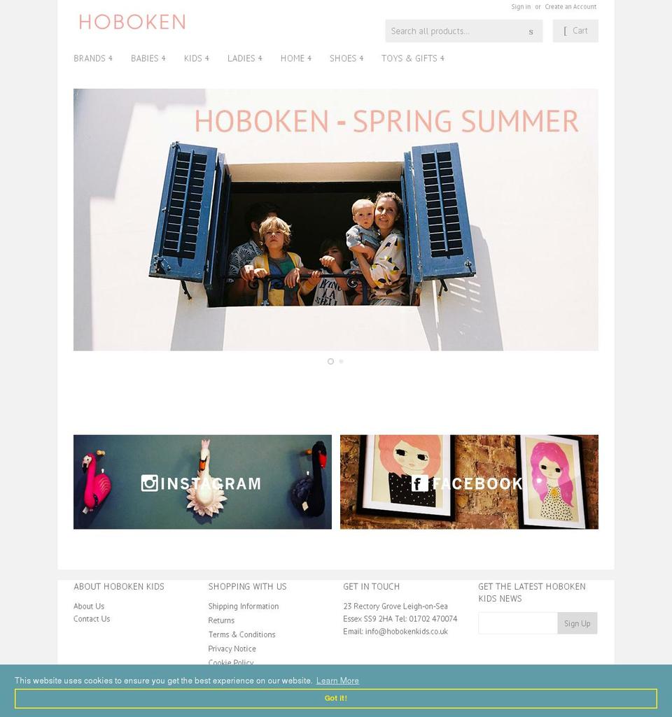 hobokenkids.co.uk shopify website screenshot