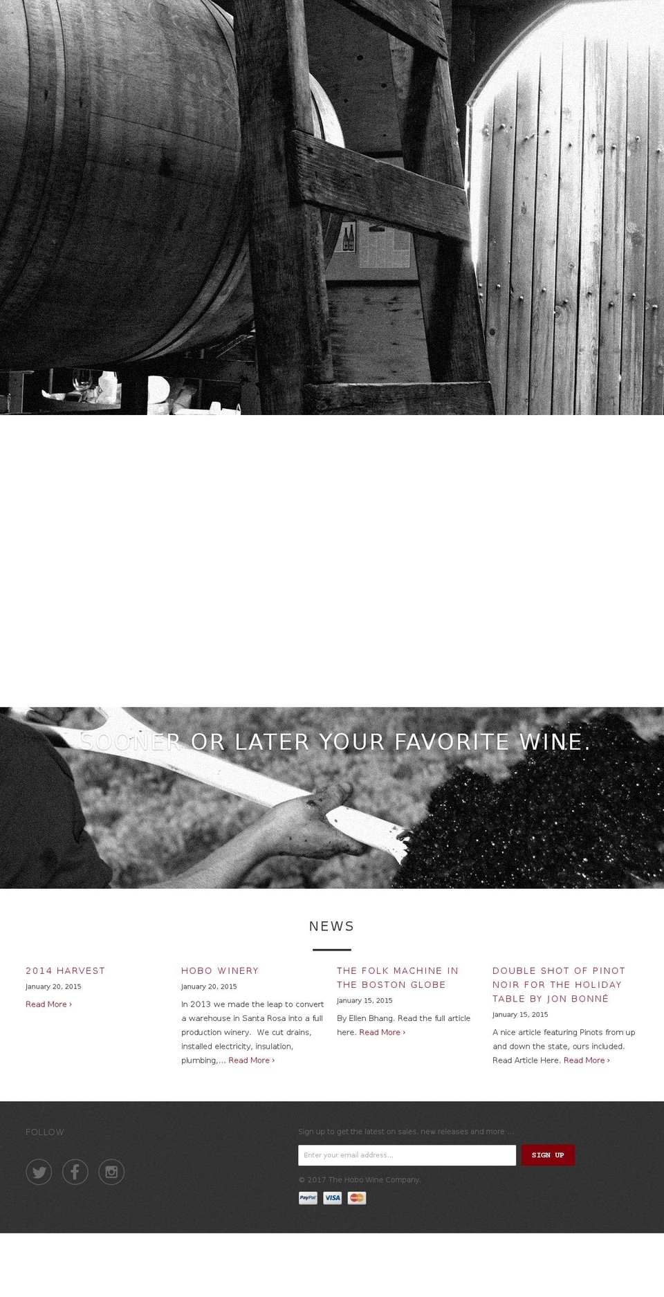 Emerge Shopify theme site example hobowines.com