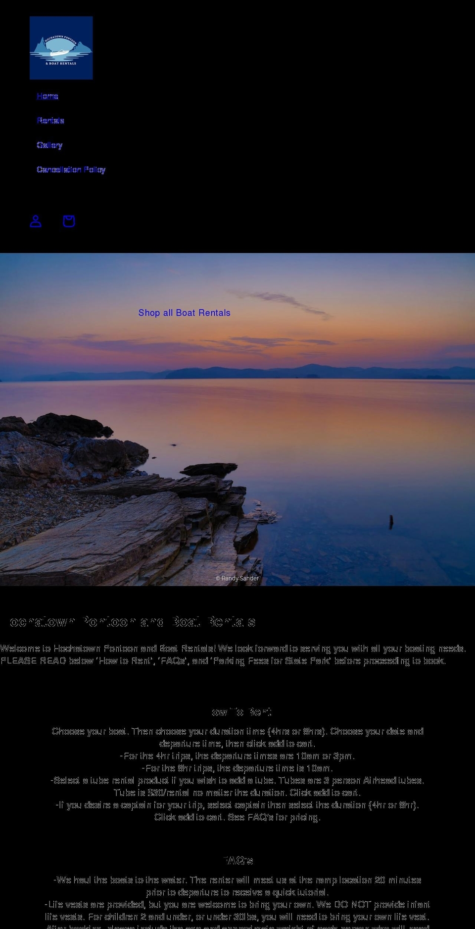 hochatownpontoonboats.com shopify website screenshot