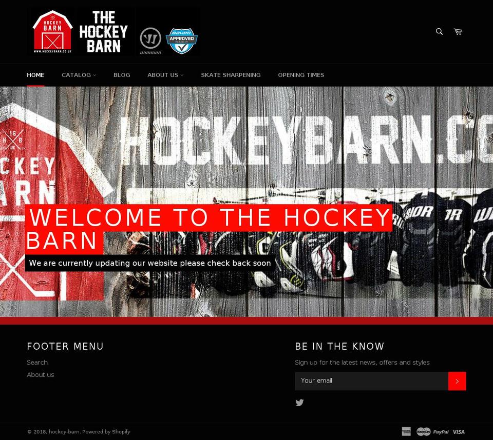 hockeybarn.co.uk shopify website screenshot