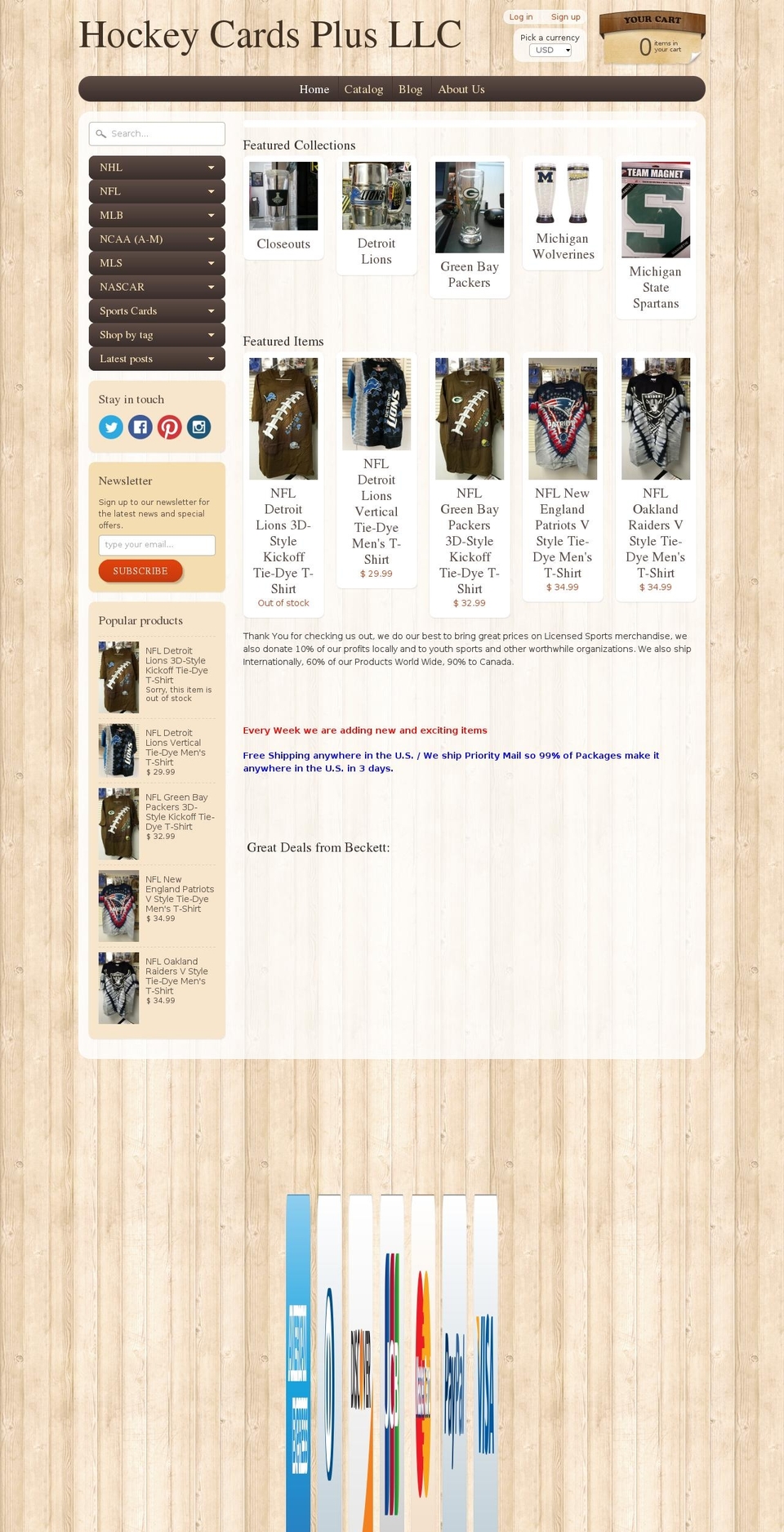 hockeycardsplus.com shopify website screenshot