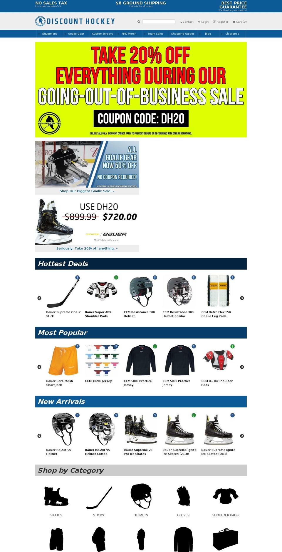 hockeygearguide.com — Shopify storefront screenshot