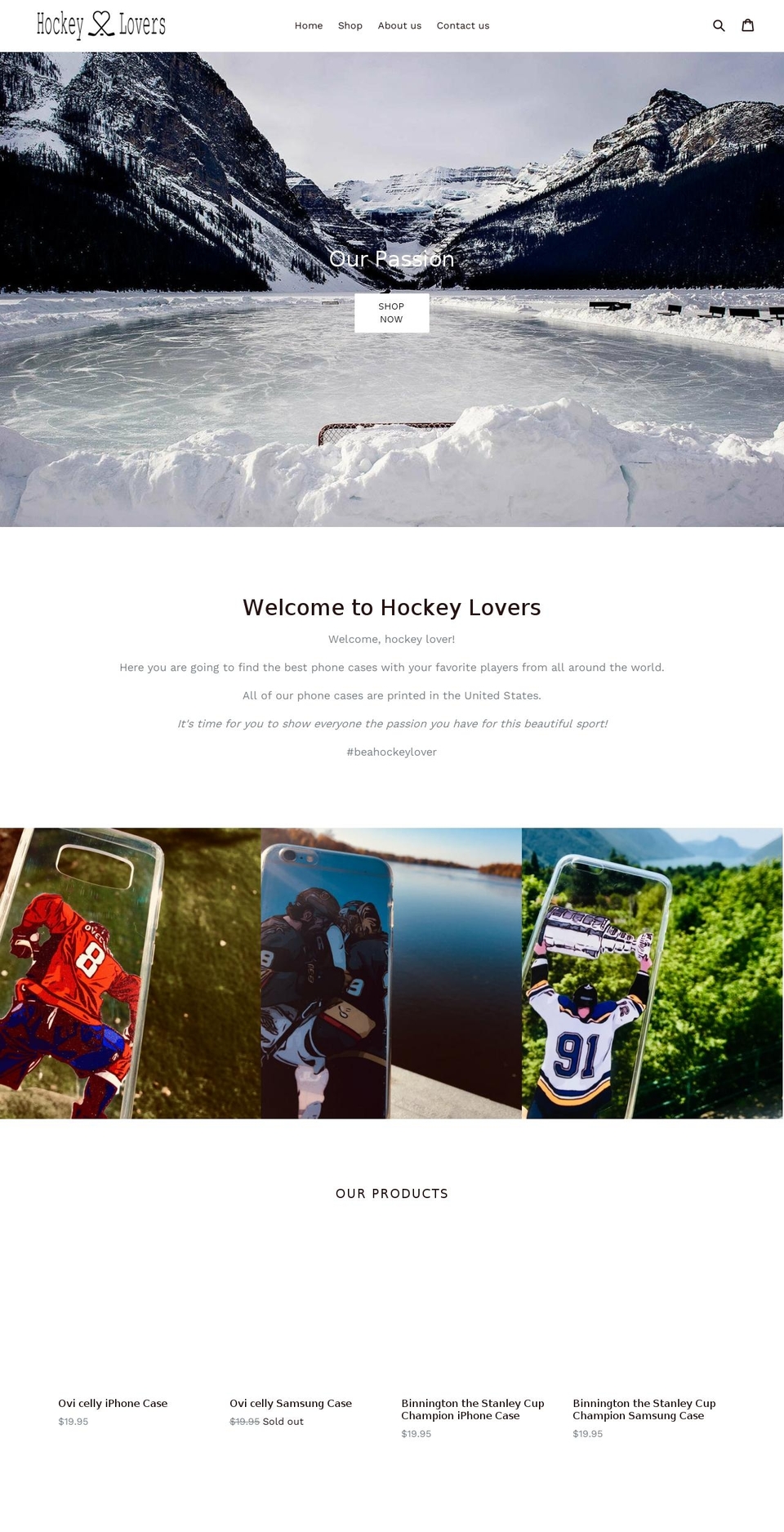 hockeyloverstore.com shopify website screenshot