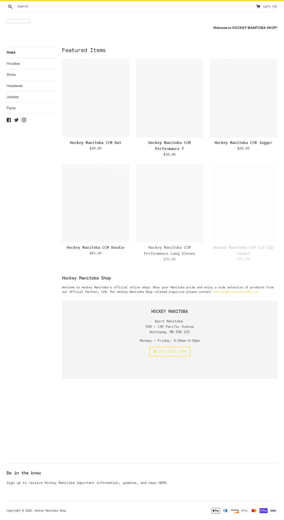 hockeymanitobashop.ca shopify website screenshot