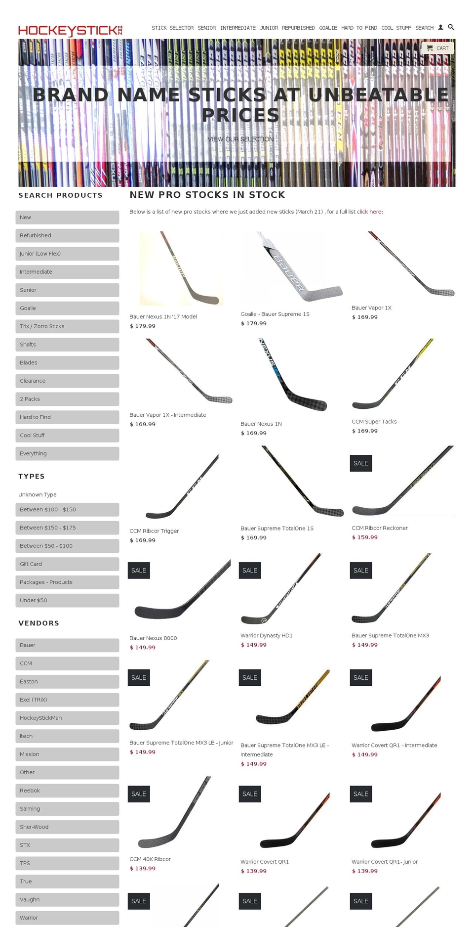 hockeystickman.com shopify website screenshot
