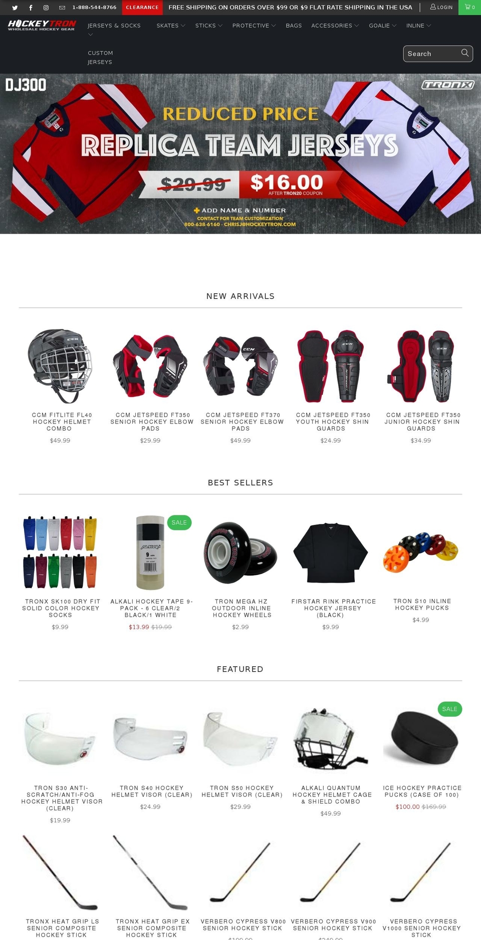 hockeytron.com — Shopify storefront screenshot