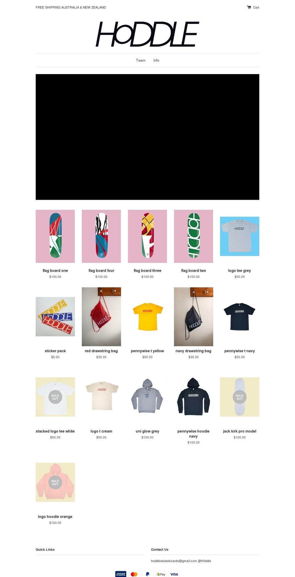 hoddleskateboards.com shopify website screenshot