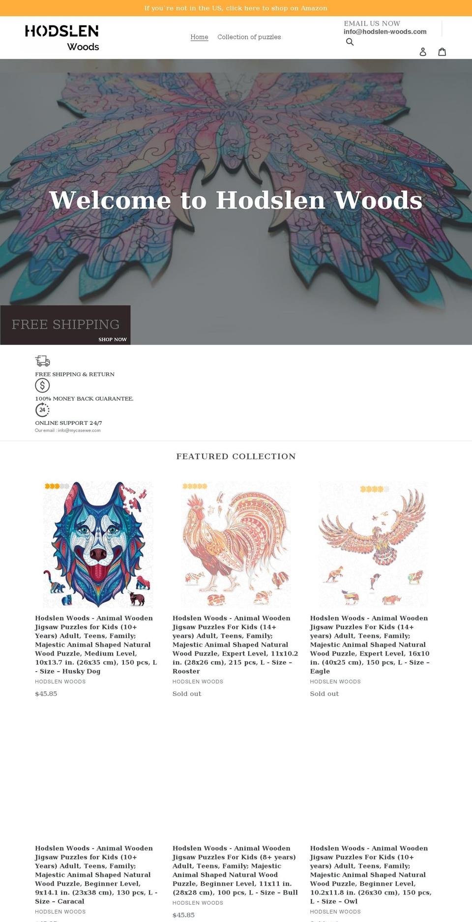 hodslen-woods.com shopify website screenshot