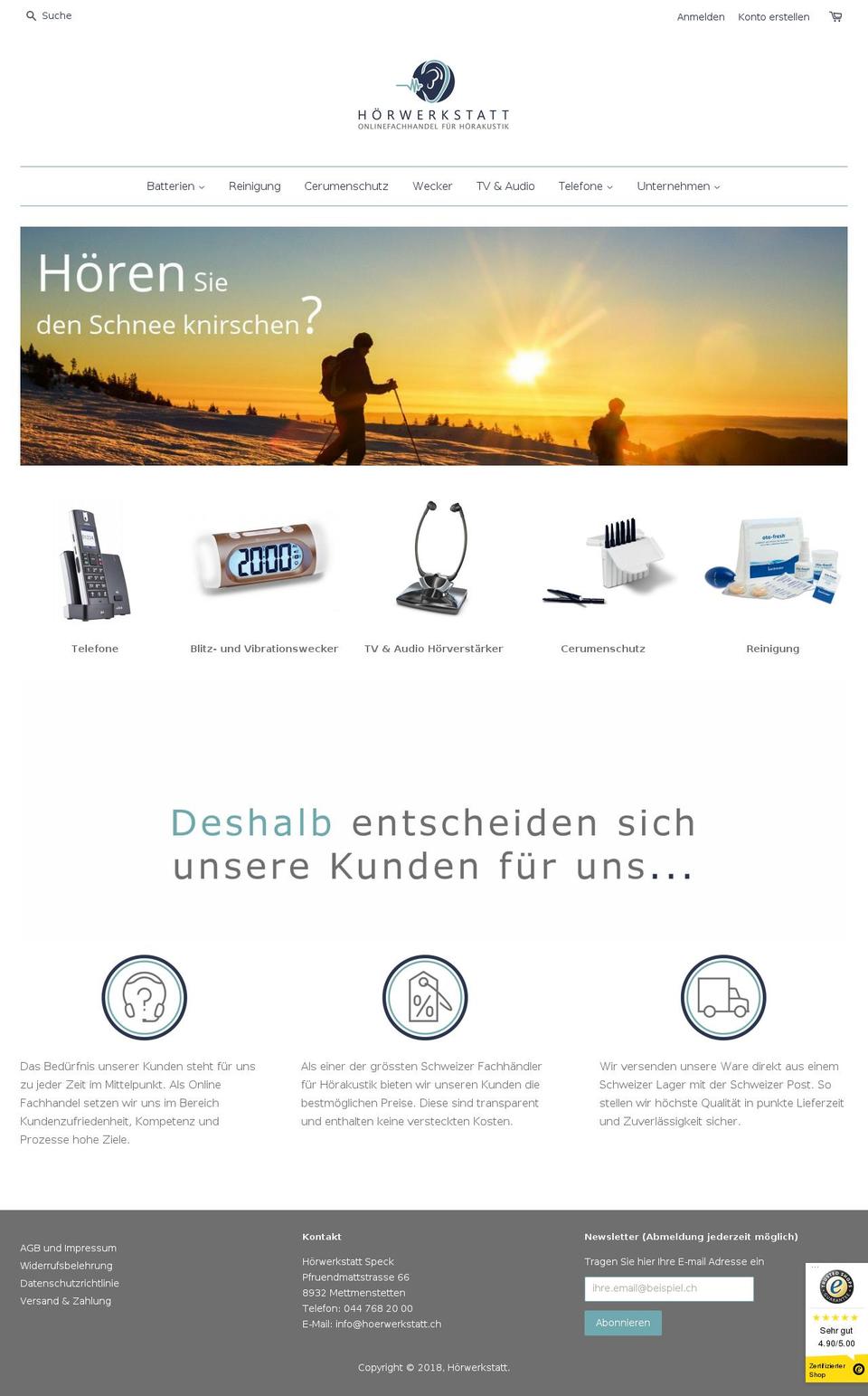 hoerwerkstatt.ch shopify website screenshot