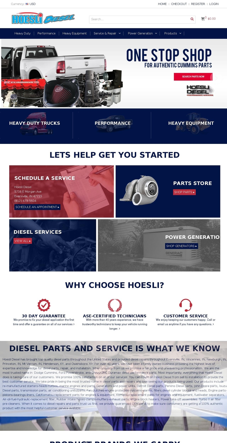 hoeslidiesel.com shopify website screenshot