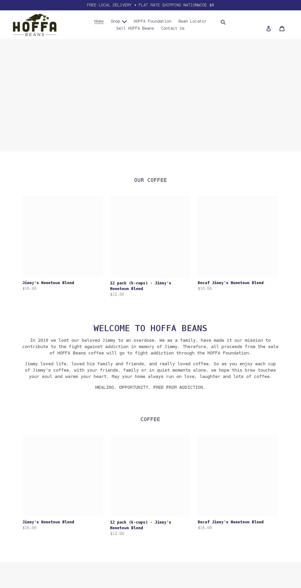 hoffabeans.net shopify website screenshot