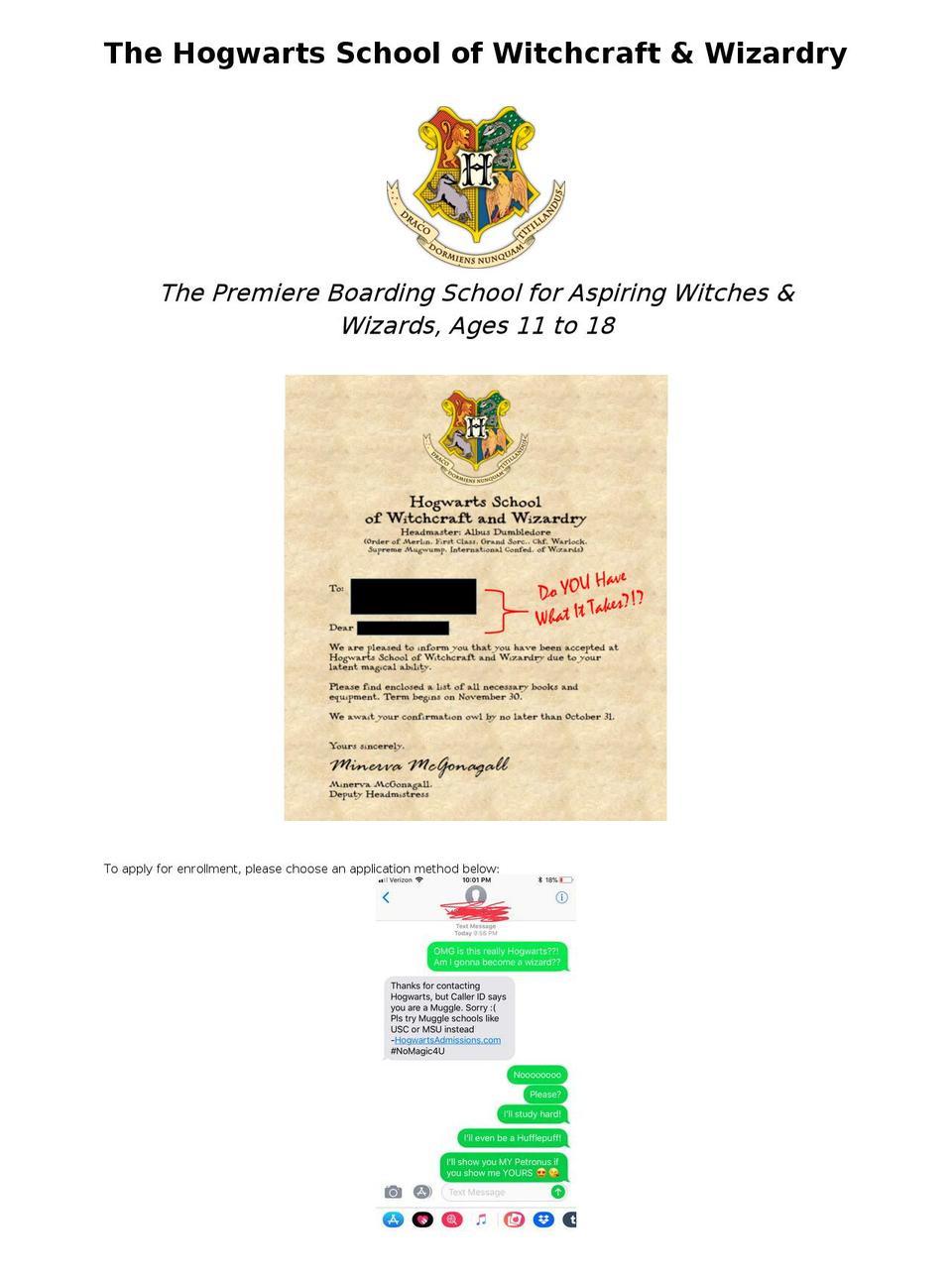 hogwartsadmissions.com — Shopify storefront screenshot
