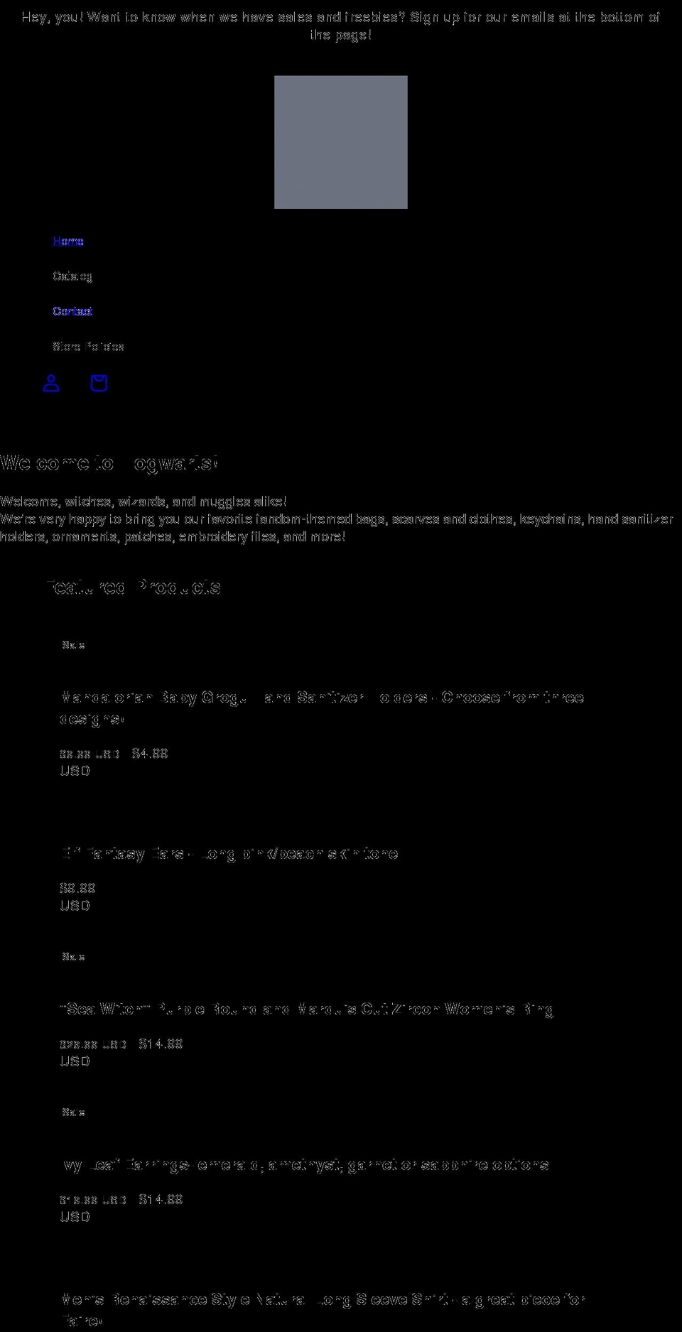 hogwartsartstudio.com shopify website screenshot