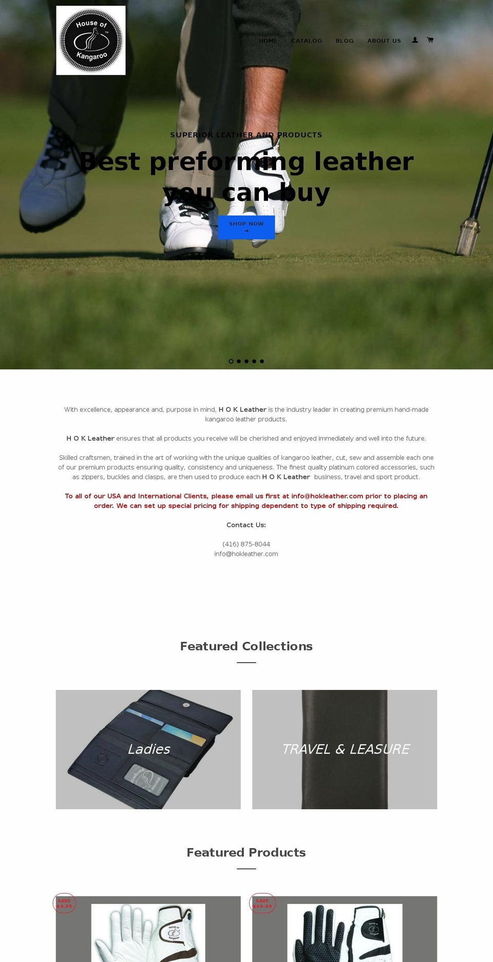 hokleather.com — Shopify storefront screenshot