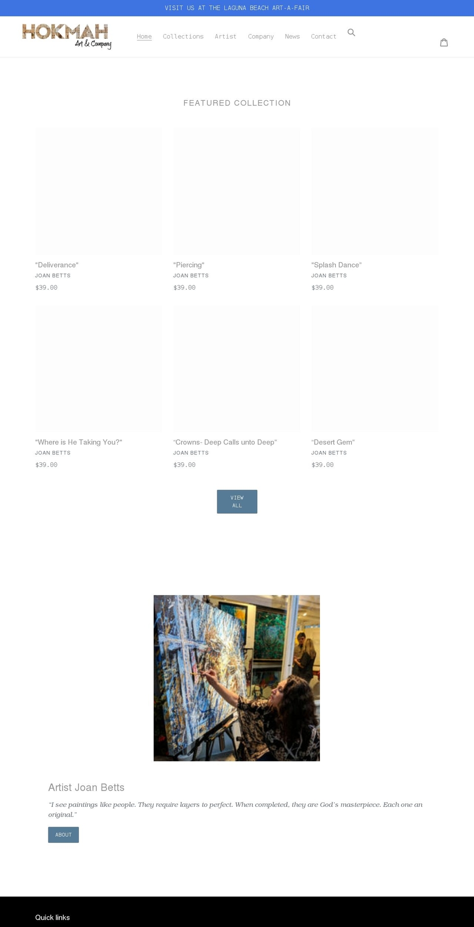 hokmahartandcompany.com shopify website screenshot