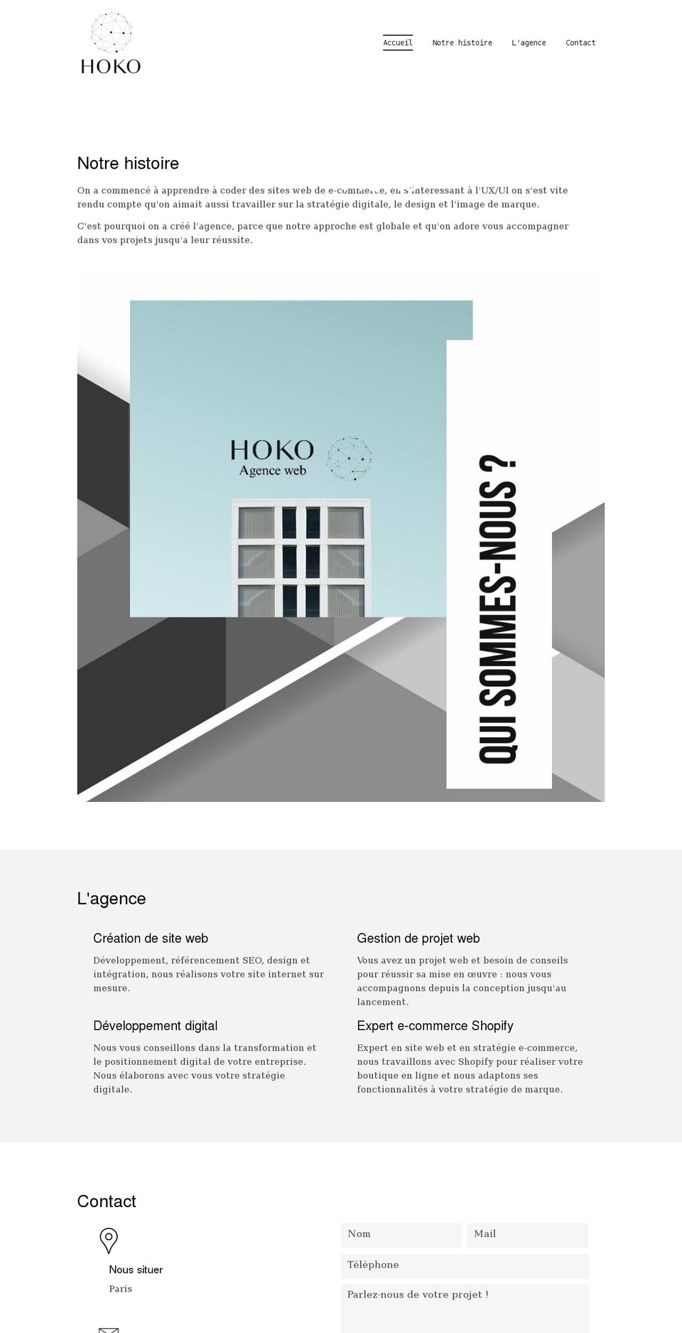 hoko-agency.com shopify website screenshot