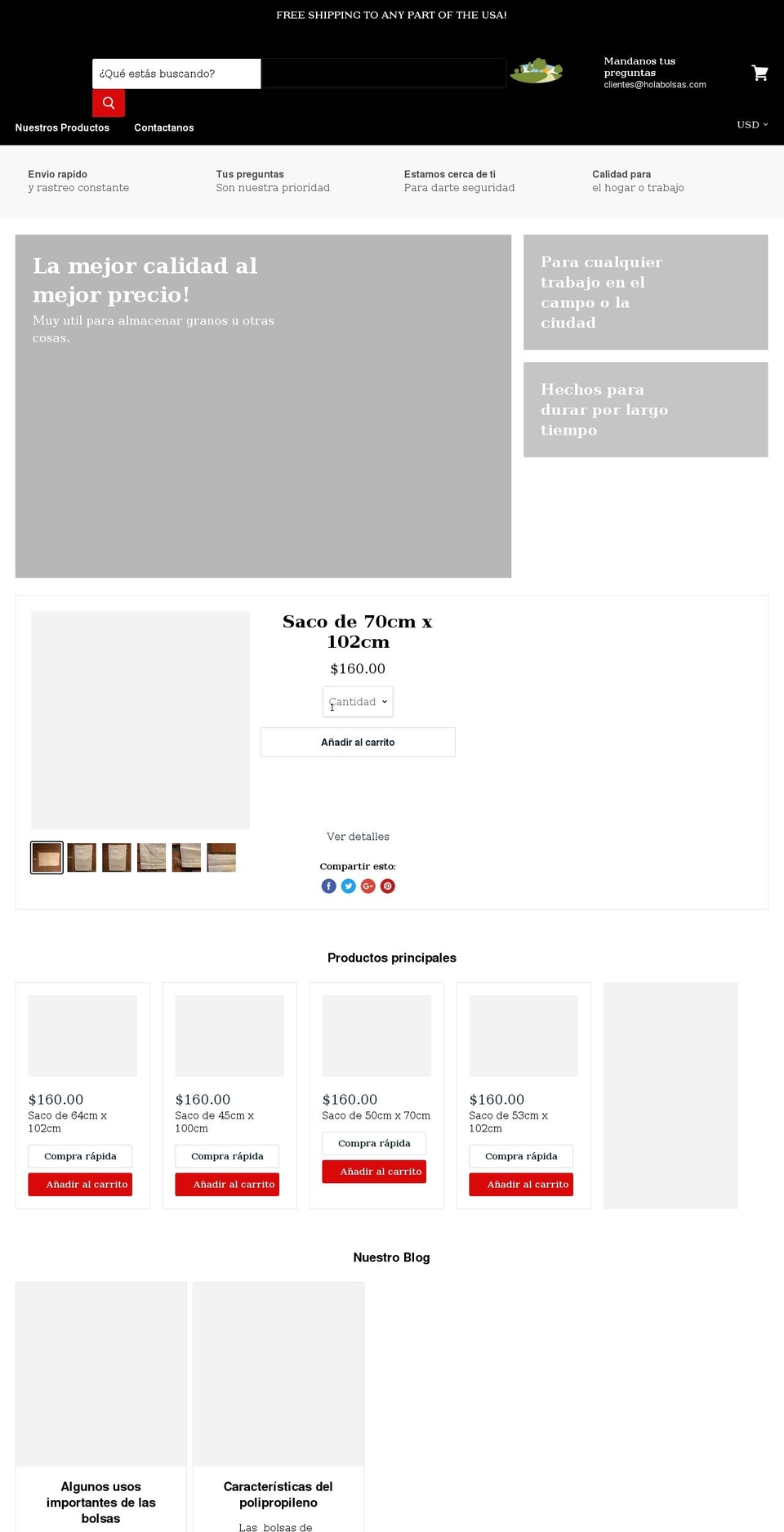 holabolsas.com shopify website screenshot