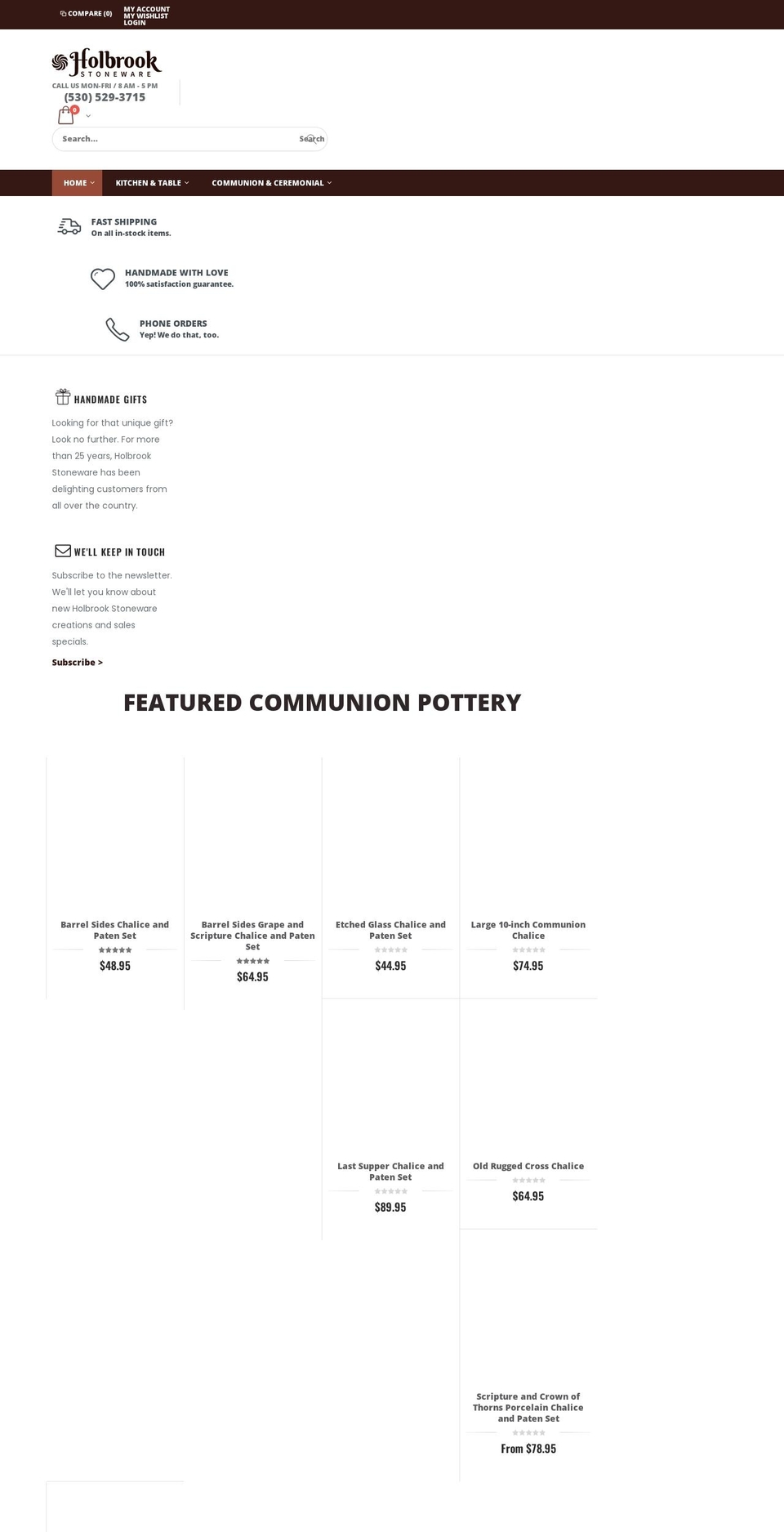 holbrookstoneware.com shopify website screenshot