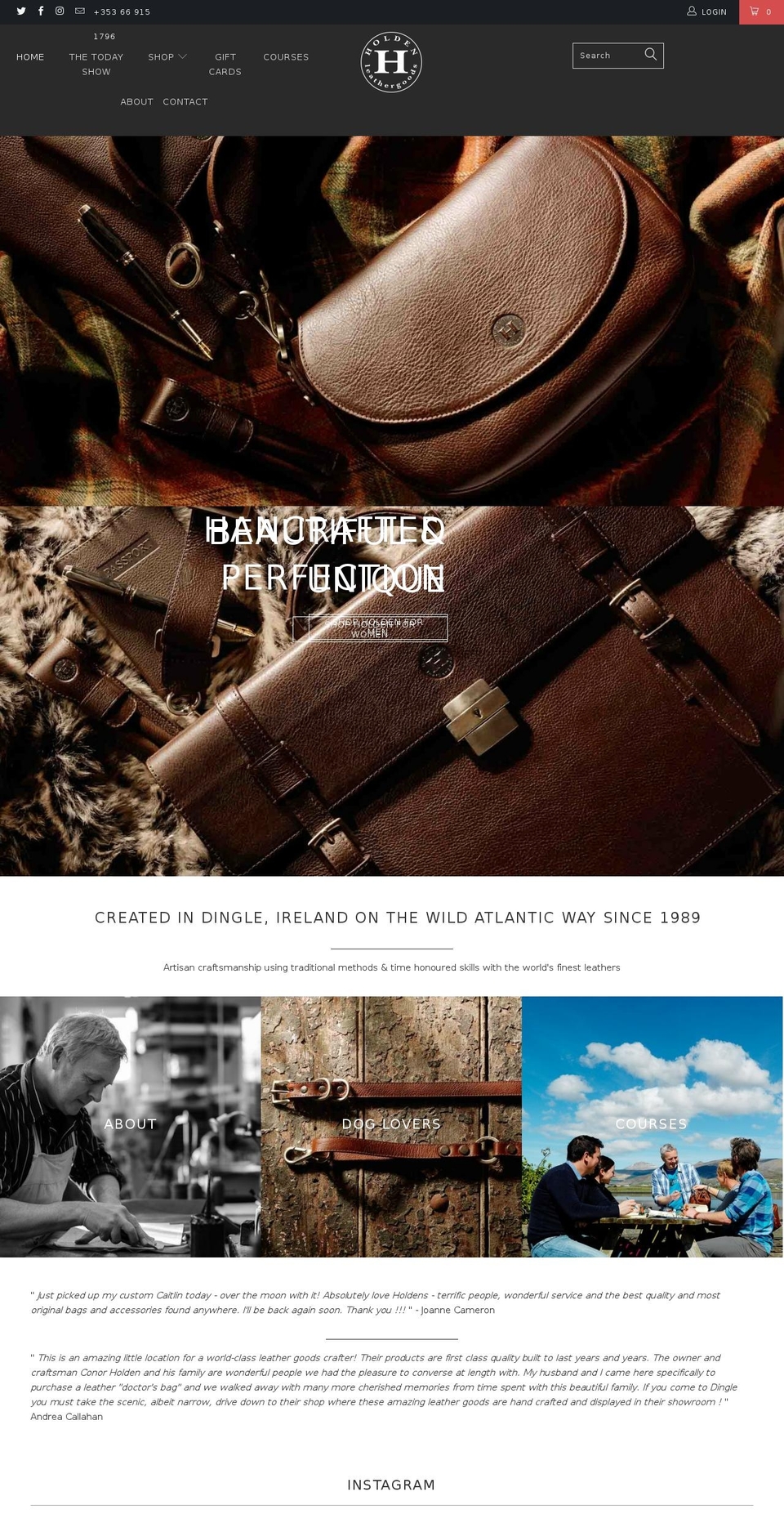 holdenleathergoods.com shopify website screenshot