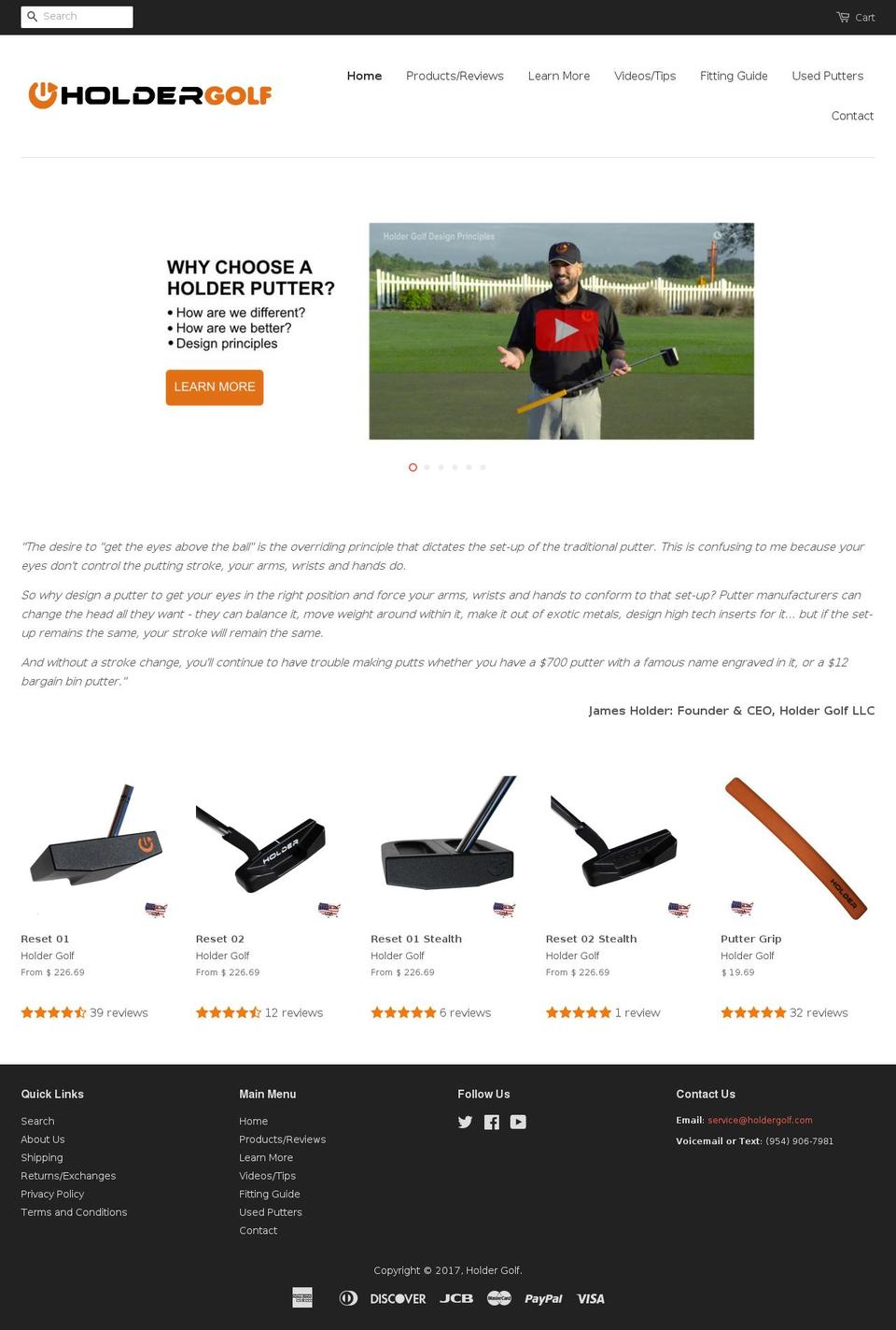 holdergolf.com shopify website screenshot