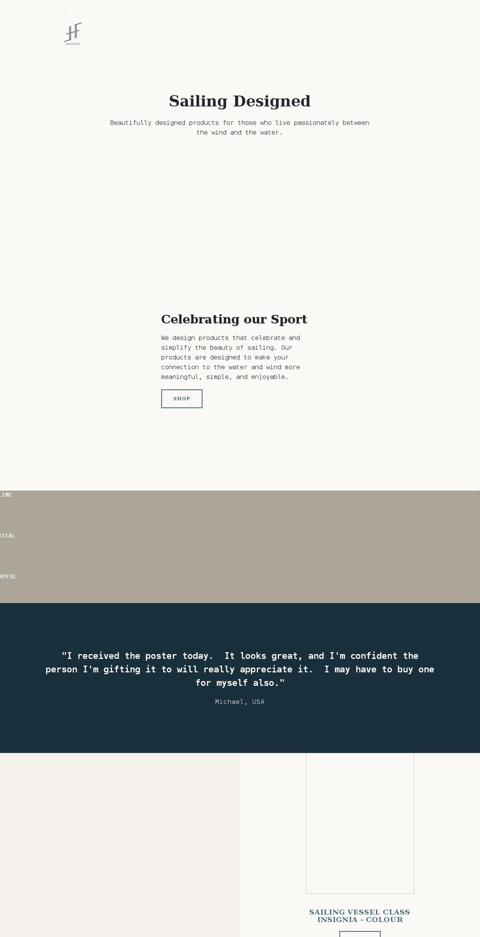 holdfastsailing.com shopify website screenshot