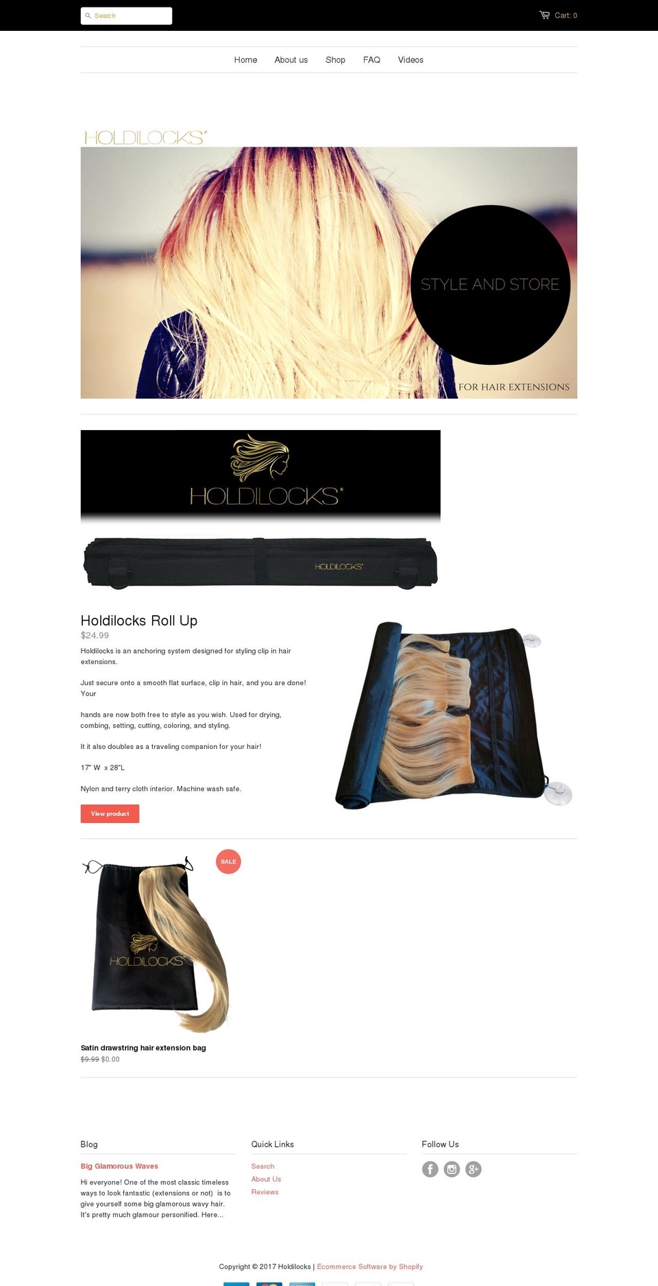 holdilocks.com shopify website screenshot